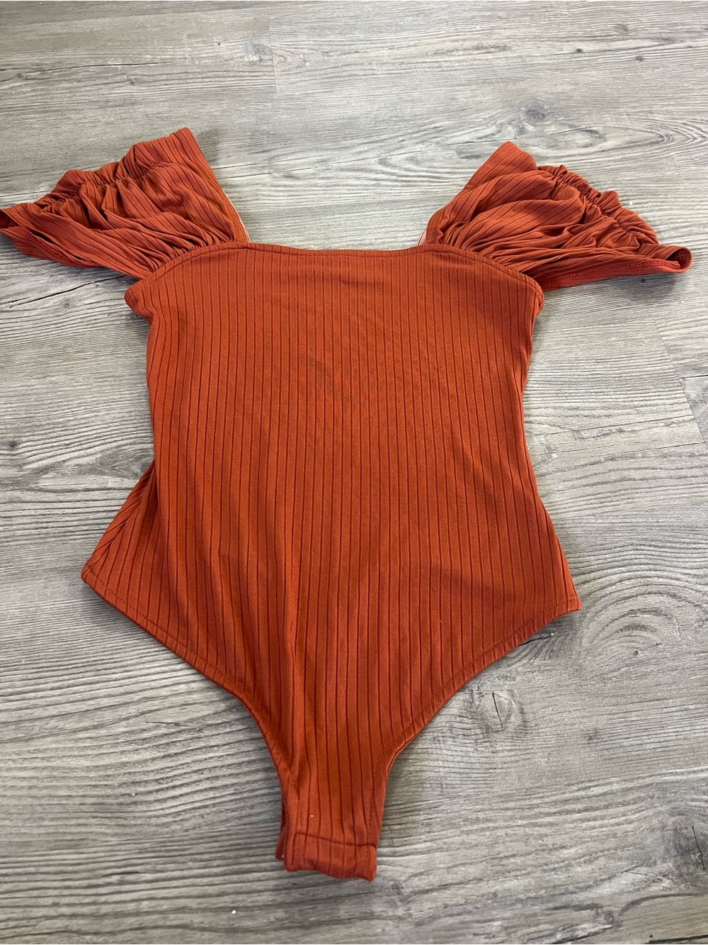 Free People Rust Off-Shoulder Ribbed Kids One-Piece - Picture 2 of 11